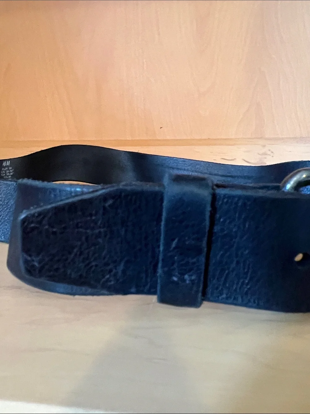 H&M Black Belt with Aged Metal Buckle